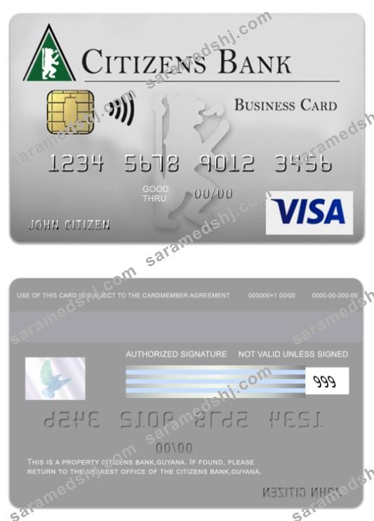 Guyana Citizens Bank visa business card